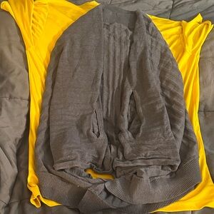 Lululemon Exaltation Wrap Cardigan OS Gray Ribbed Cotton Silk Open Front